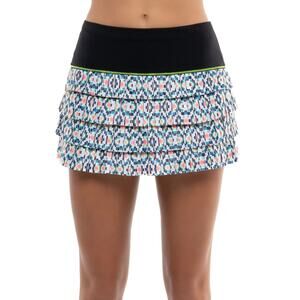 Lucky in Love Square Are You Diamond Grid Pleated Skirt Women Black Large 12